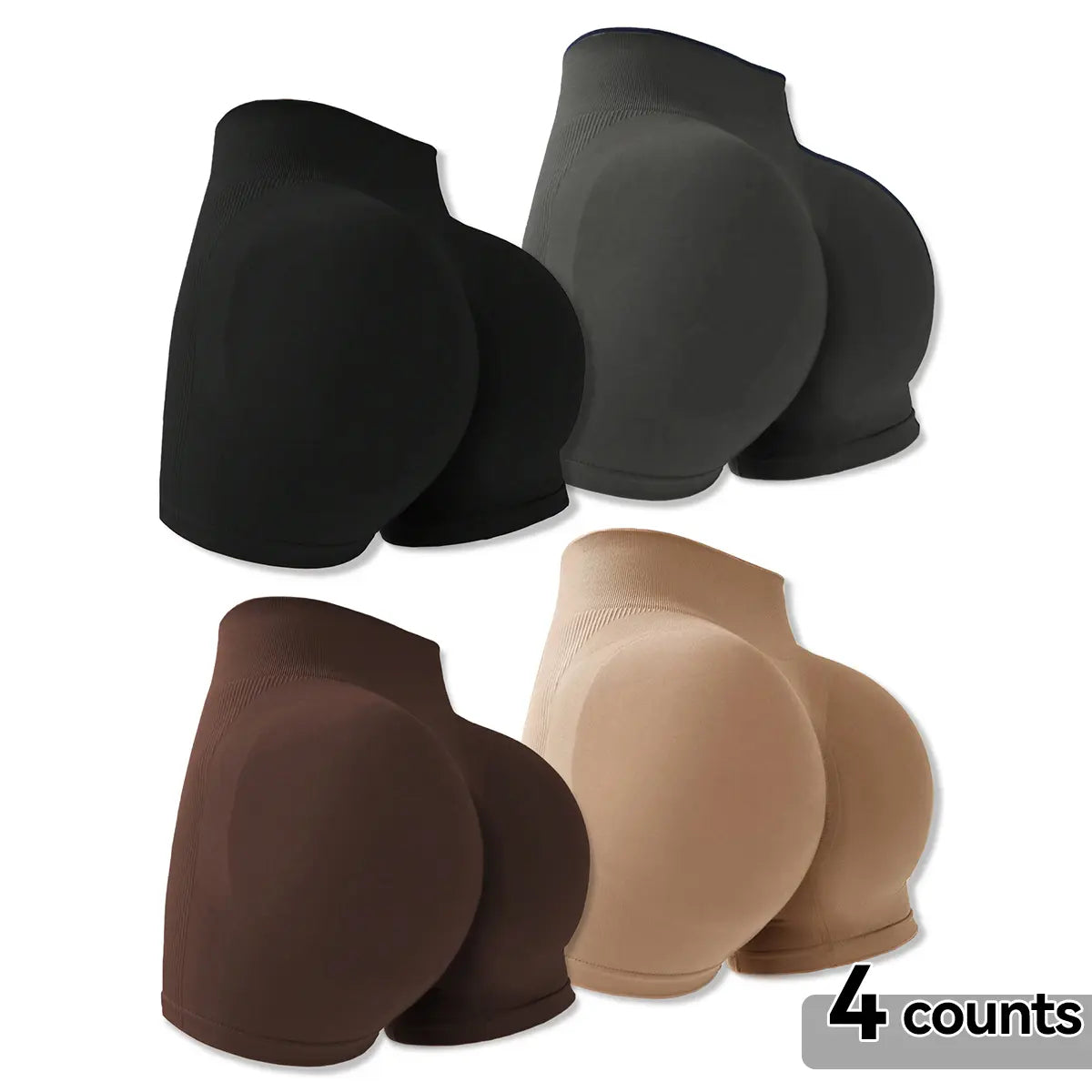 4-Pieces High Waist Tummy Control Butt-Lifting Seamless Shorts