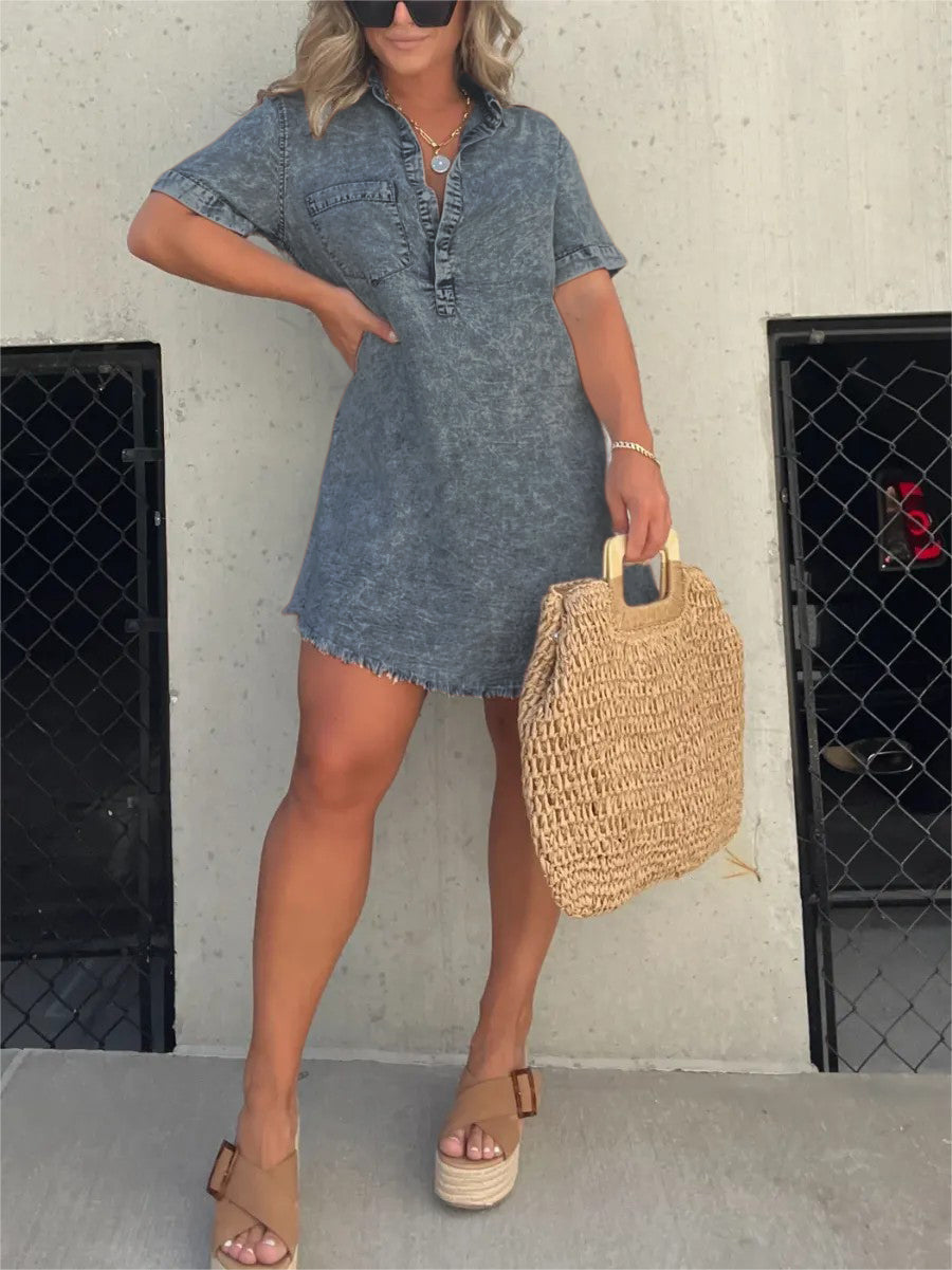 Women's Washed Shirt Dress (Buy 2 Free Shipping)