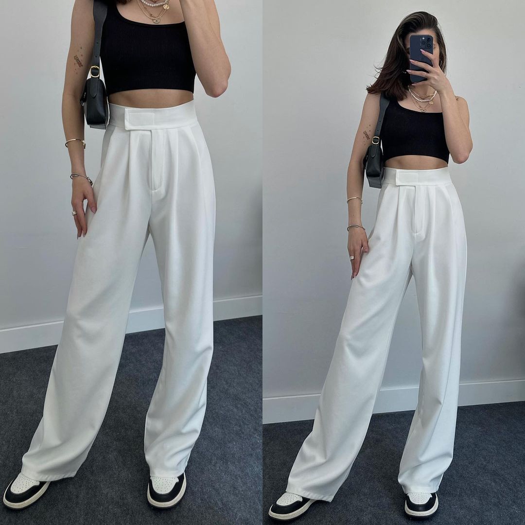 Nougat High Waist Fabric Trousers