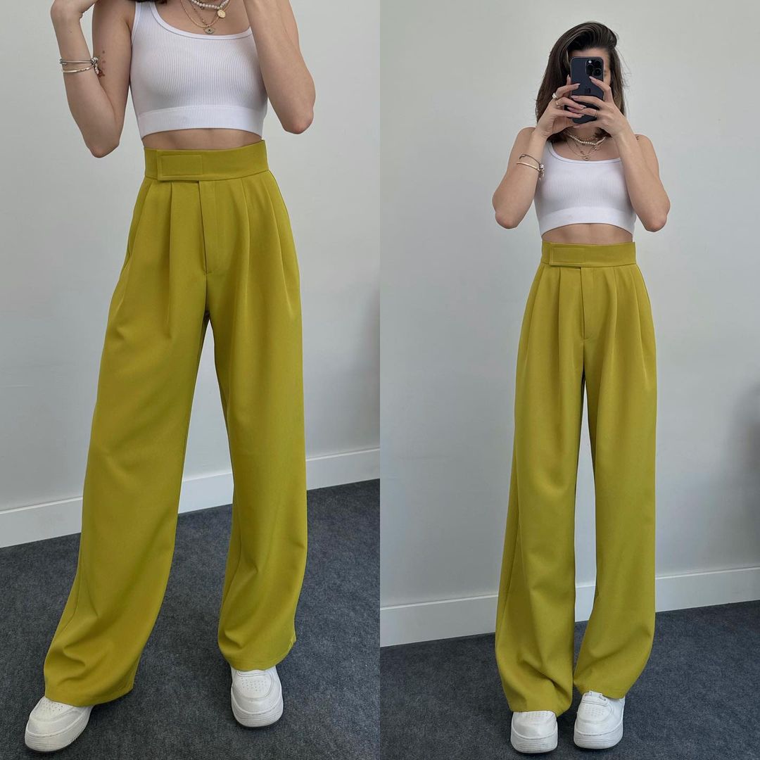 Nougat High Waist Fabric Trousers