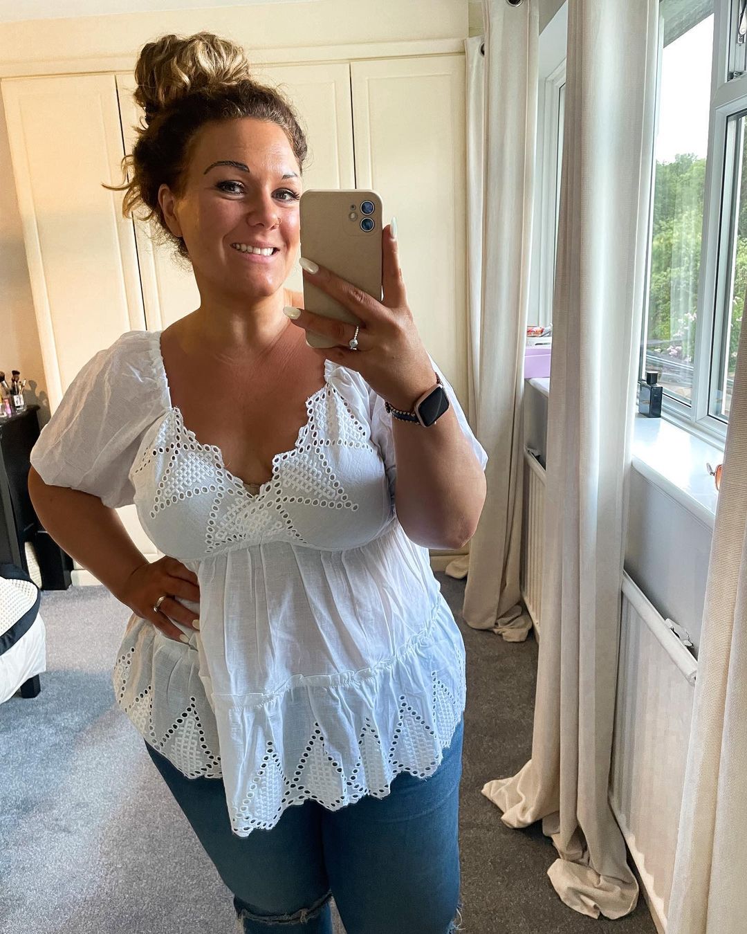 PLUS BRODERIE ANGLAISE SMOCK TOP