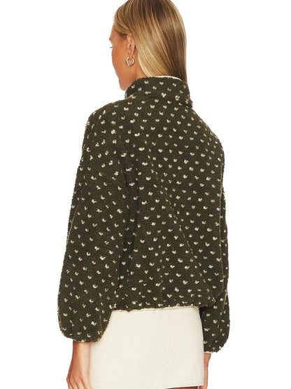 ✨Women's Button-down Turtleneck Heart Sherpa Pullover