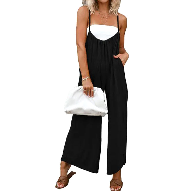 Women's Casual Loose Sleeveless Jumpsuits Spaghetti Straps with Pockets(BUY 2 FREE SHIPPING)