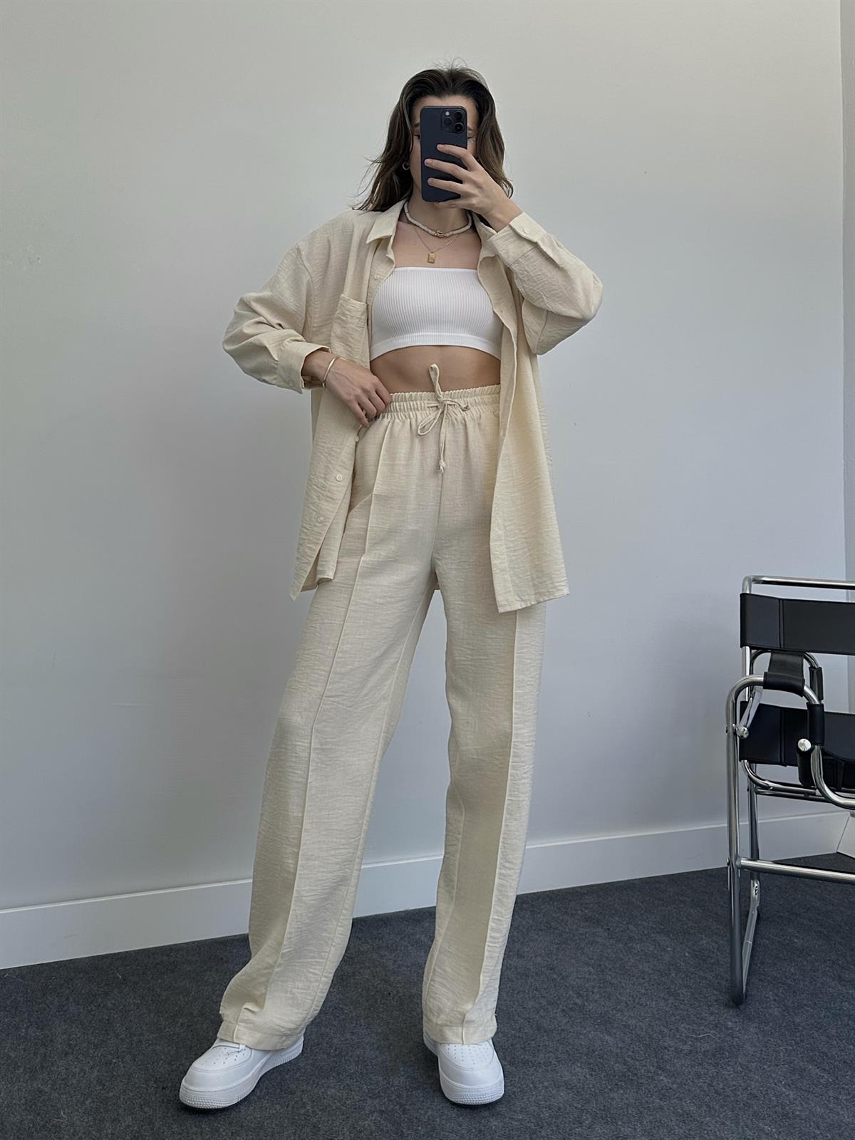 2023 Fashion Linen Shirt Set