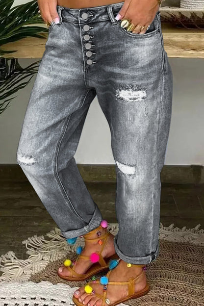 Ripped Button Up Low Waist Jeans(Buy 2 Free Shipping)
