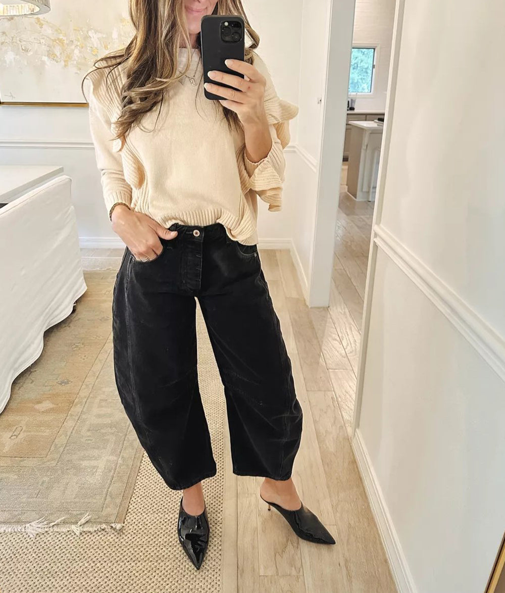 Hot Sale ✨High Stretch Mid-Rise Barrel Jeans Fashion Wide Leg Shape (BUY 2 Free Shipping)
