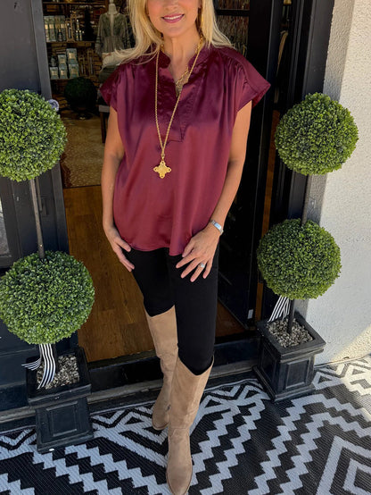 V-neck flutter sleeve top