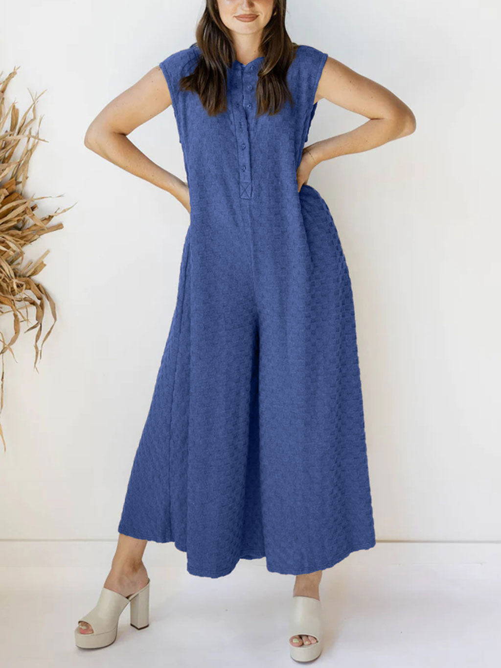 Women's Plaid Button Loose Jumpsuit (Buy 2 Free Shipping)