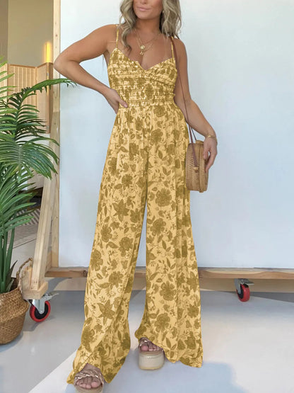 Floral Wide Leg Jumpsuit (Buy 2 Free Shipping)
