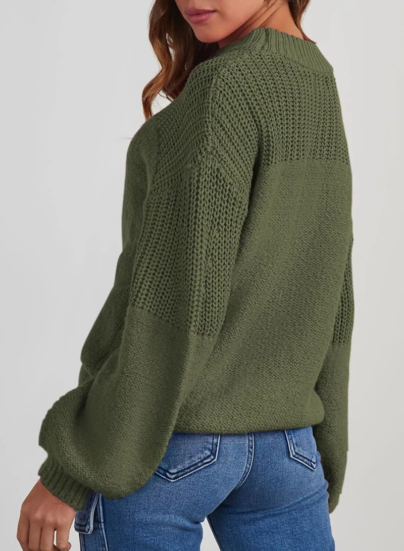 Women's Casual Long Sleeve Loose Crewneck Knit Solid Sweaters