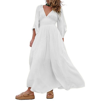 Women's V-Neck Summer Maxi Dress with Pocket (Buy 2 Free Shipping)