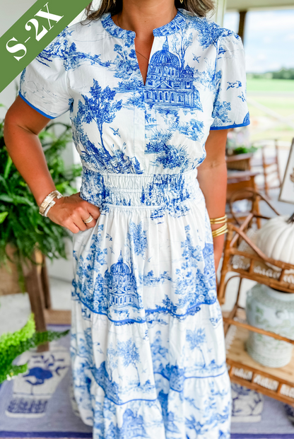 Tiktok Hot Sale Women's Classic Charm Toile Maxi Dress