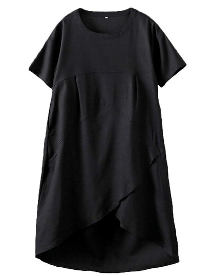 Women's Linen Cotton Pocketed Oversized Midi Dress