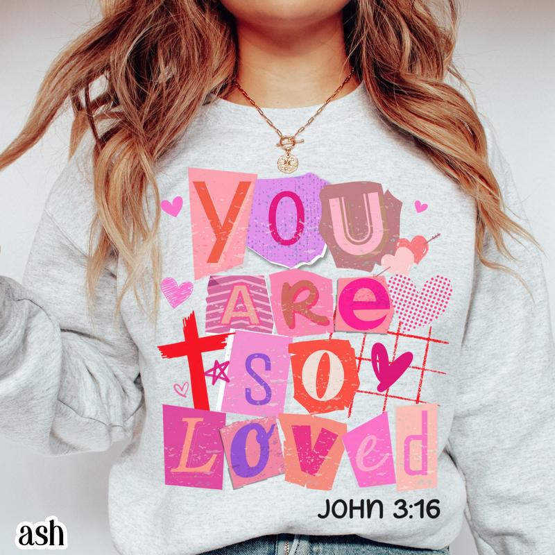 Christian Valentines Day Sweatshirt John 3:16 Bible Verse Jesus Sweater