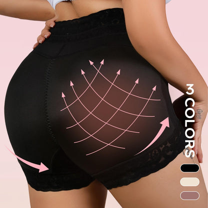 High Waist Tummy Control Shapewear Shorts with Lace & Anti-Slip Band