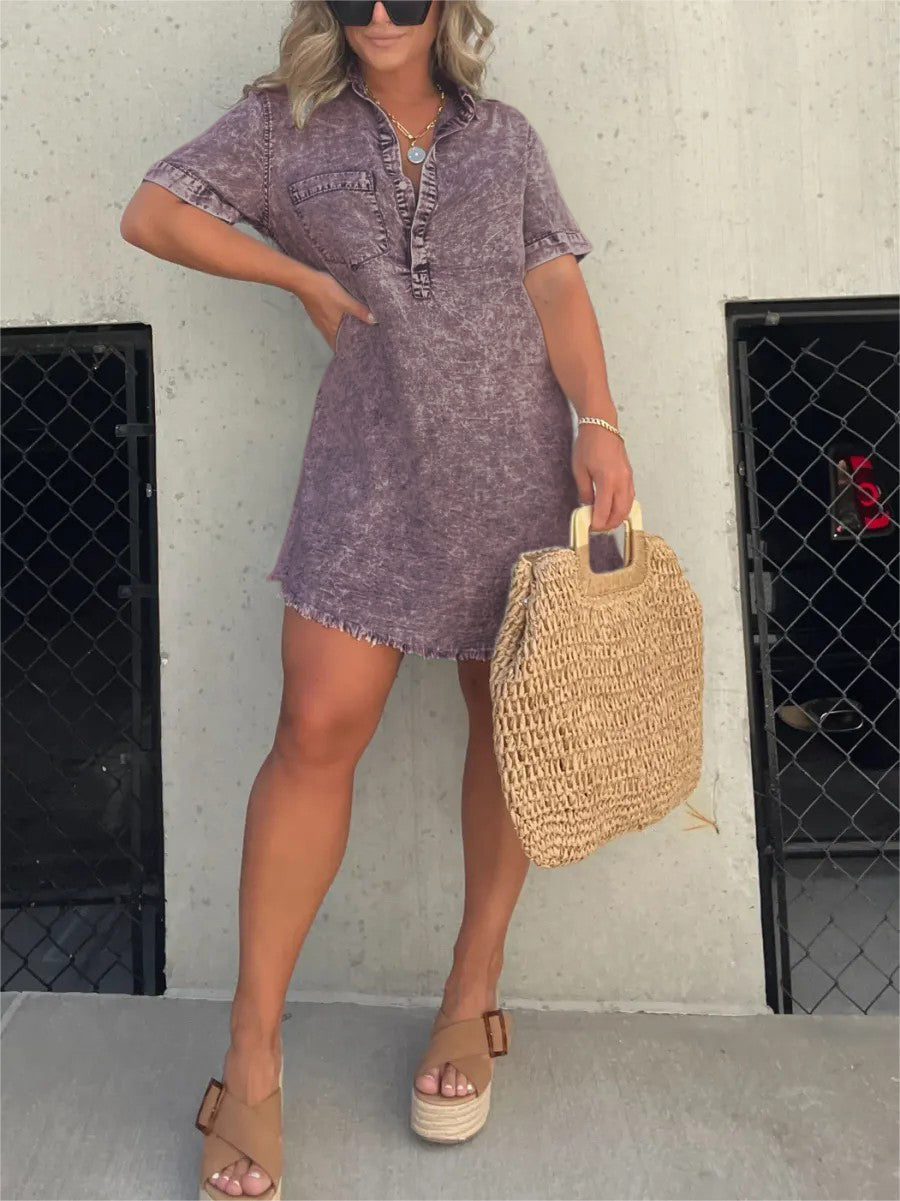 Women's Washed Shirt Dress (Buy 2 Free Shipping)