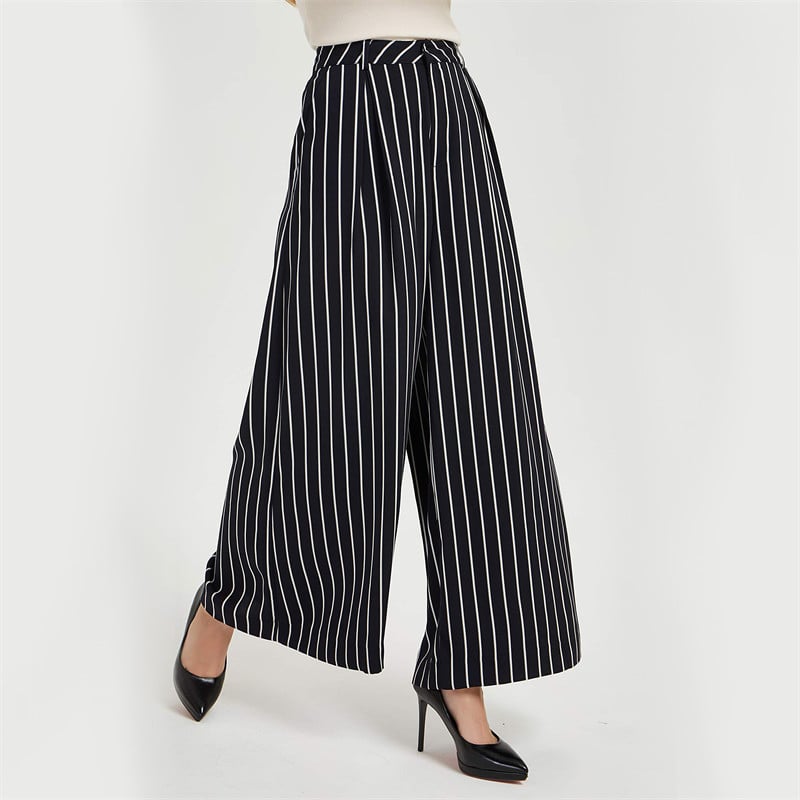 Women High Waist Casual Wide Leg Trousers