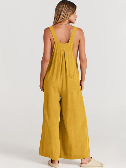 Women's Sleeveless Wide Leg Jumpsuit with Pockets