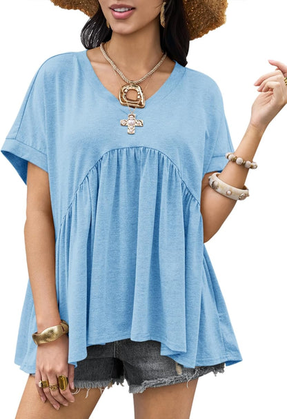 ⏰Hot Sale-Womens Summer Peplum Tops Oversized Babydoll