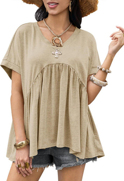 ⏰Hot Sale-Womens Summer Peplum Tops Oversized Babydoll
