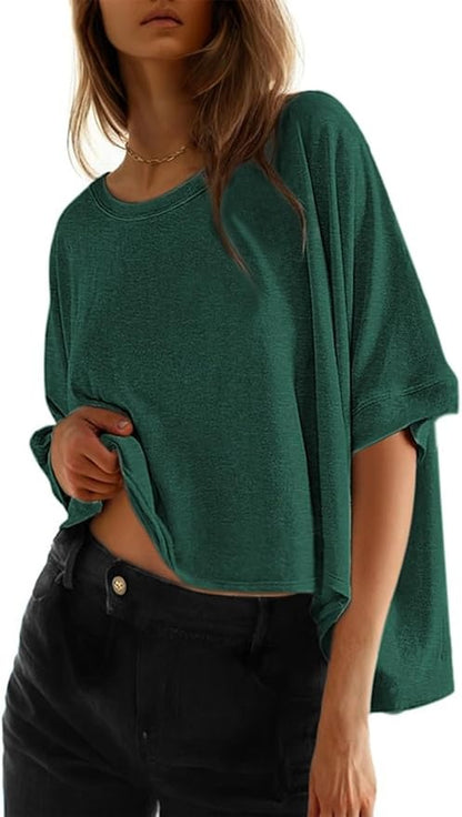 2026 Women's Solid Color Loose Oversized Basic T-Shirt