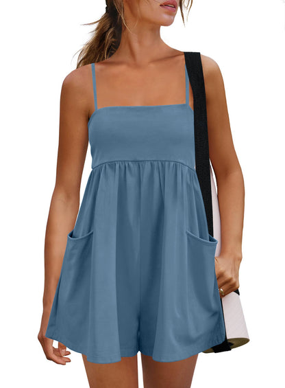 Limited time sale🔥Women's Summer Sleeveless Strappy Athletic Romper-with Pocket