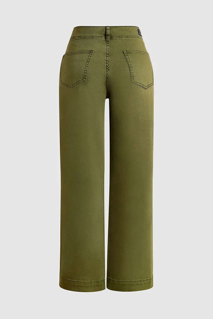 Double Button Mid Waist Straight Leg Pants(BUY 2 FREE SHIPPING)