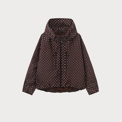 Women's Oversized Pleated Hem Rain Jacket With Hooded