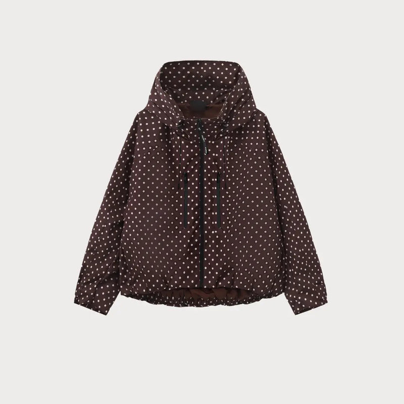 Women's Oversized Pleated Hem Rain Jacket With Hooded