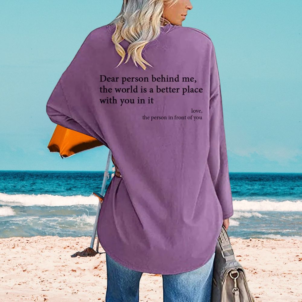 'DEAR PERSON BEHIND ME' V-NECK TOP