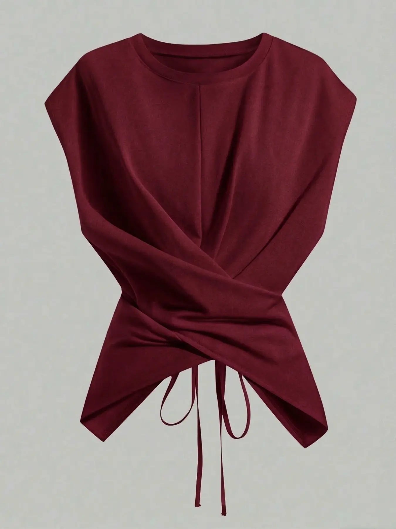 HOT SALE Women's Cap Sleeve Tie Back Cinched Waist Wrap Top
