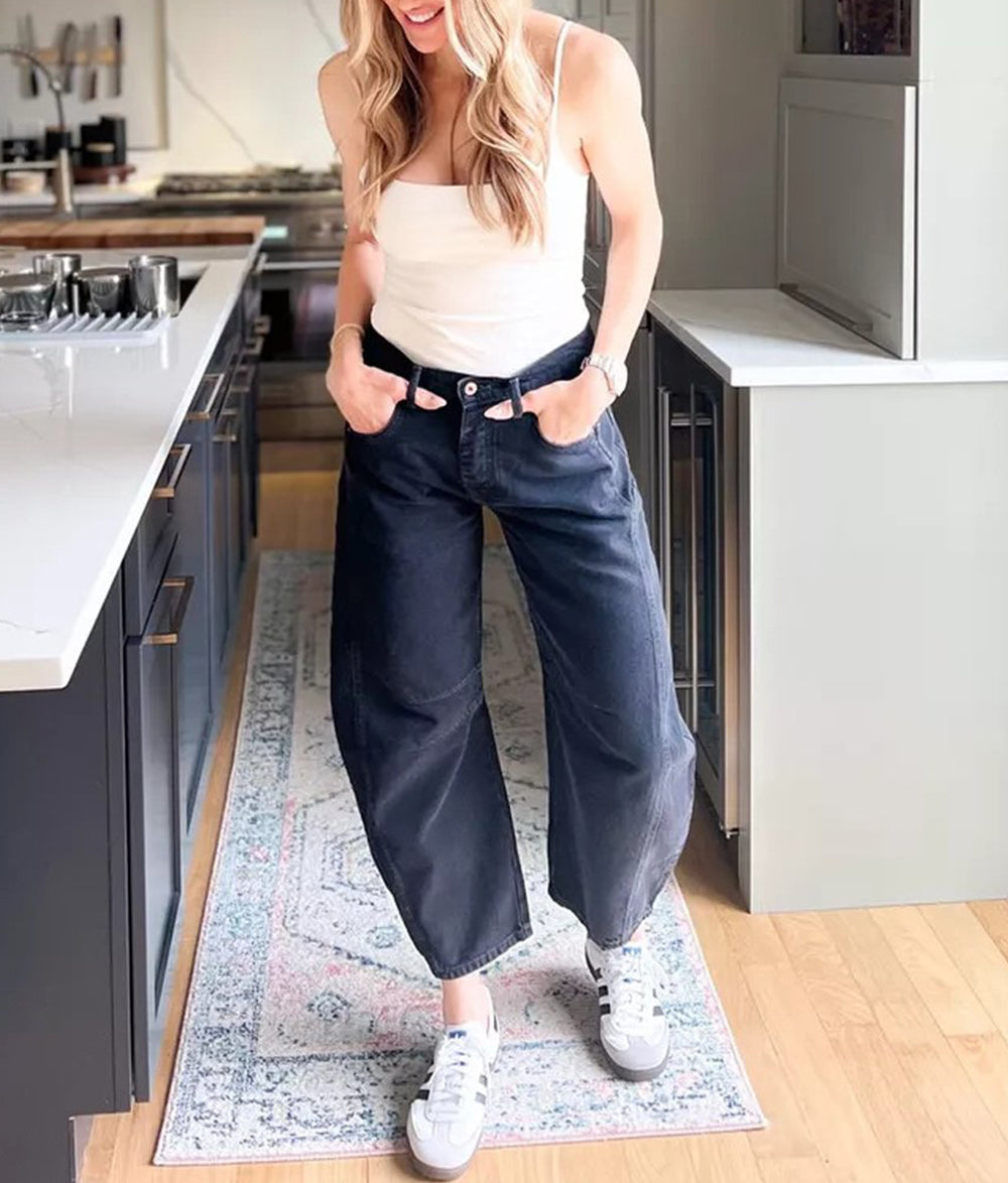 Hot Sale ✨High Stretch Mid-Rise Barrel Jeans Fashion Wide Leg Shape (BUY 2 Free Shipping)