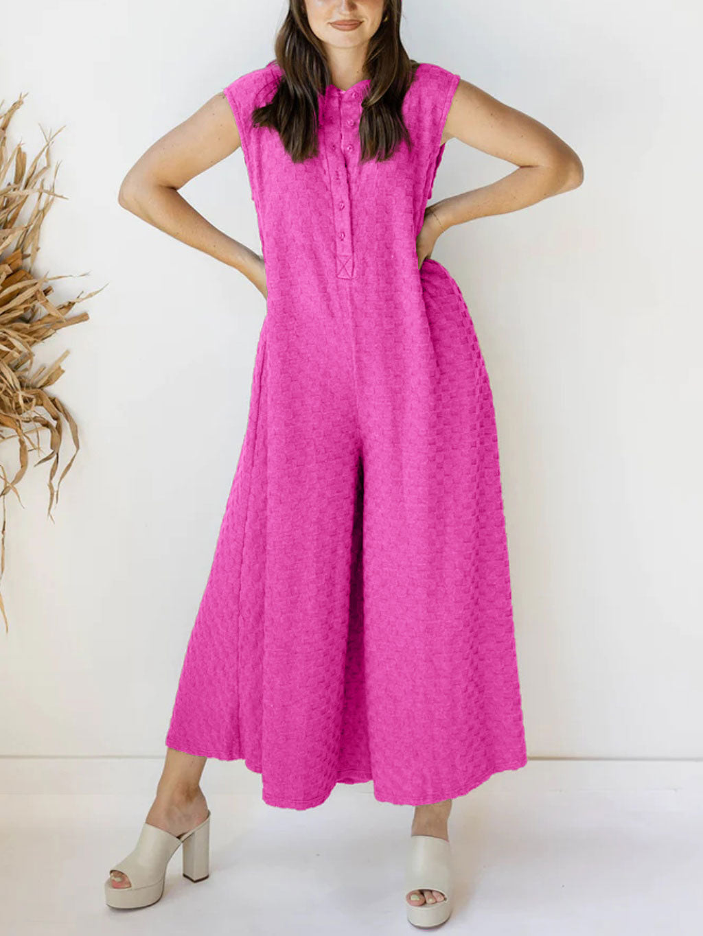 Women's Plaid Button Loose Jumpsuit (Buy 2 Free Shipping)