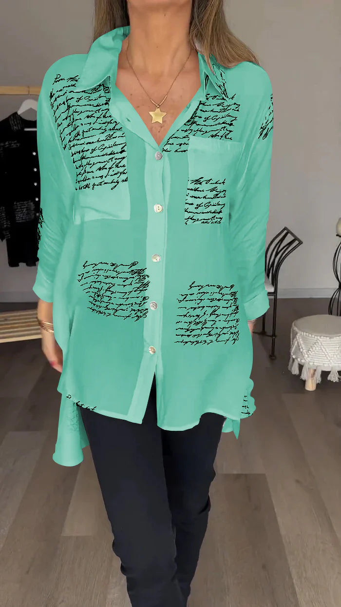 2024 Letter Print Fashion Lapel Shirt(Buy 2 Free Shipping)