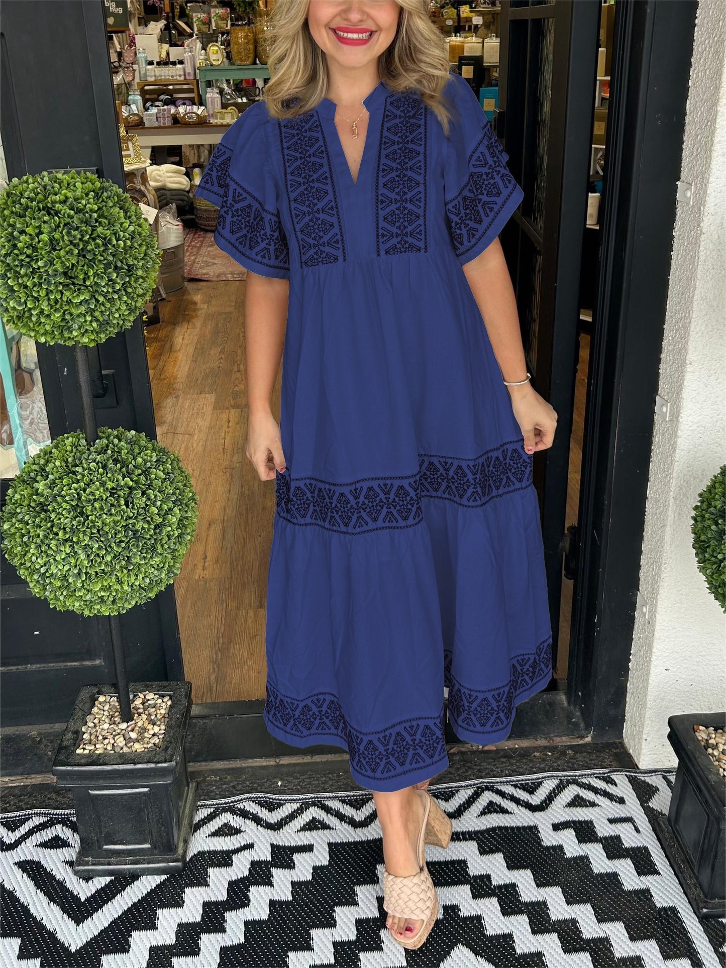 Tiktok Hot Sale Women's V-Neck Boho Maxi Dress (Buy 2 Free Shipping)