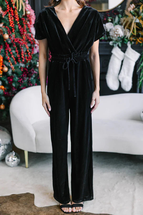 Women's Casual Short Sleeve Belted Long Wide Leg Pant One Piece Jumpsuit(BUY 2 FREE SHIPPING)