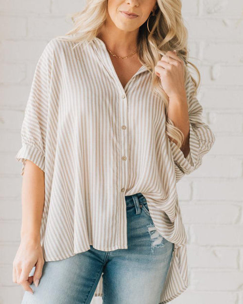 Limited time sale 🔥Women's Oversized Striped Loose Button-down Shirt