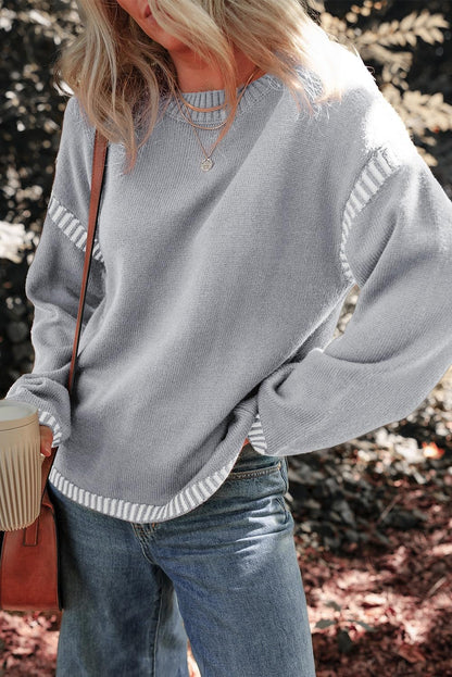 Limited time sale🔥Women's Crew Neck Stitched Loose Sweater Warm Top