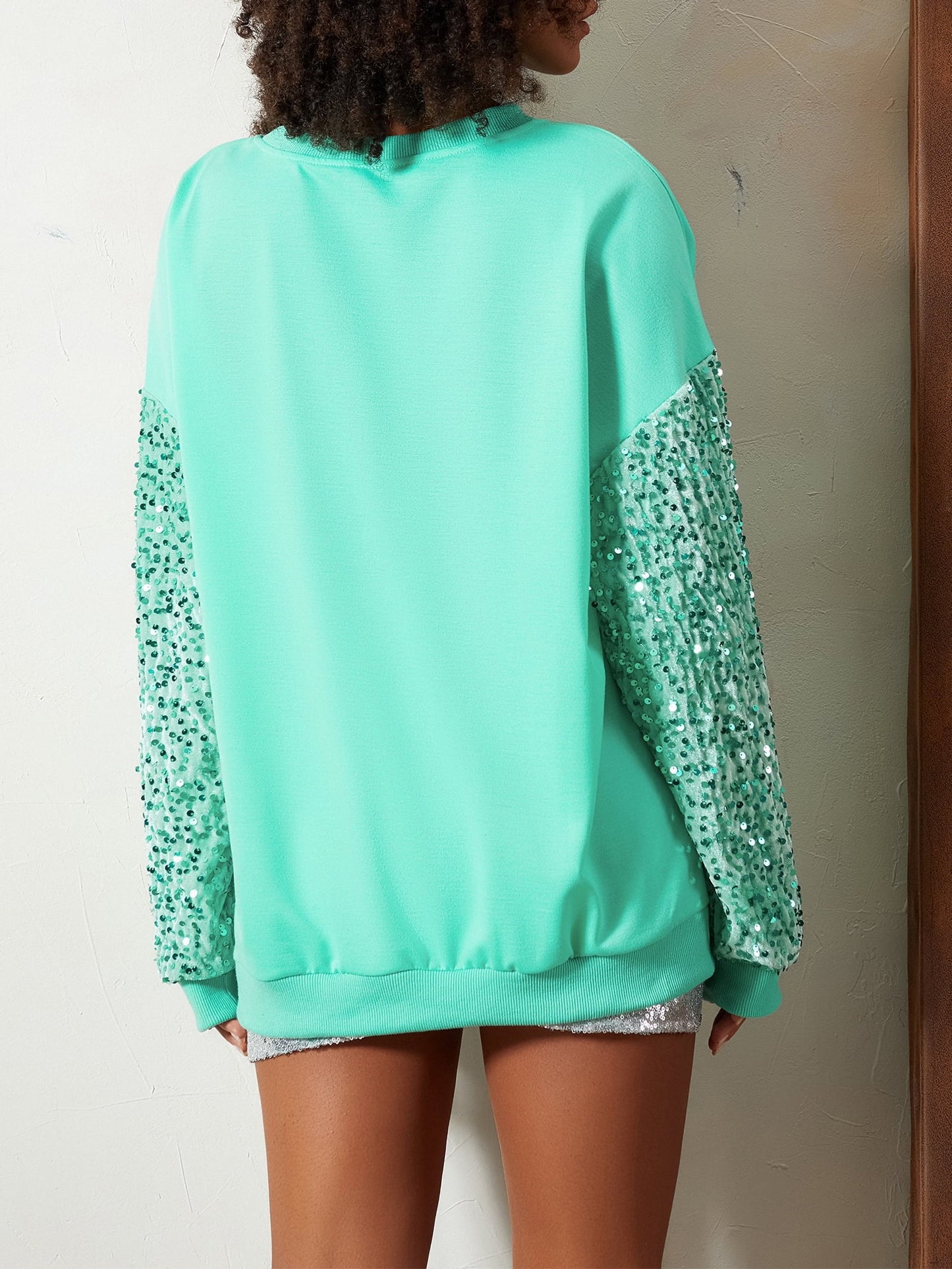 Women's Santa Sequin Patchwork Sweatshirt