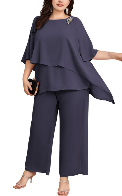 2-Piece Chiffon Pant Suit for Wedding Guests