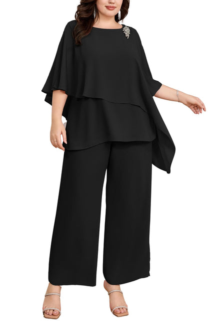 2-Piece Chiffon Pant Suit for Wedding Guests