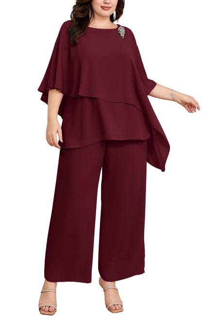2-Piece Chiffon Pant Suit for Wedding Guests