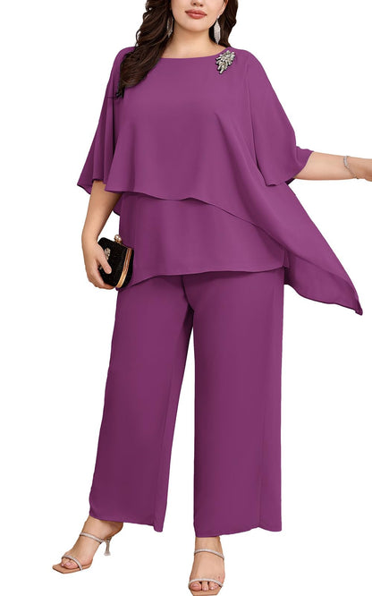 2-Piece Chiffon Pant Suit for Wedding Guests