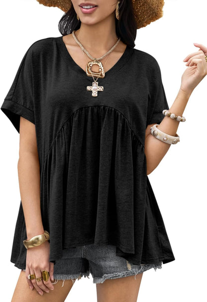 ⏰Hot Sale-Womens Summer Peplum Tops Oversized Babydoll