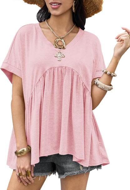 ⏰Hot Sale-Womens Summer Peplum Tops Oversized Babydoll