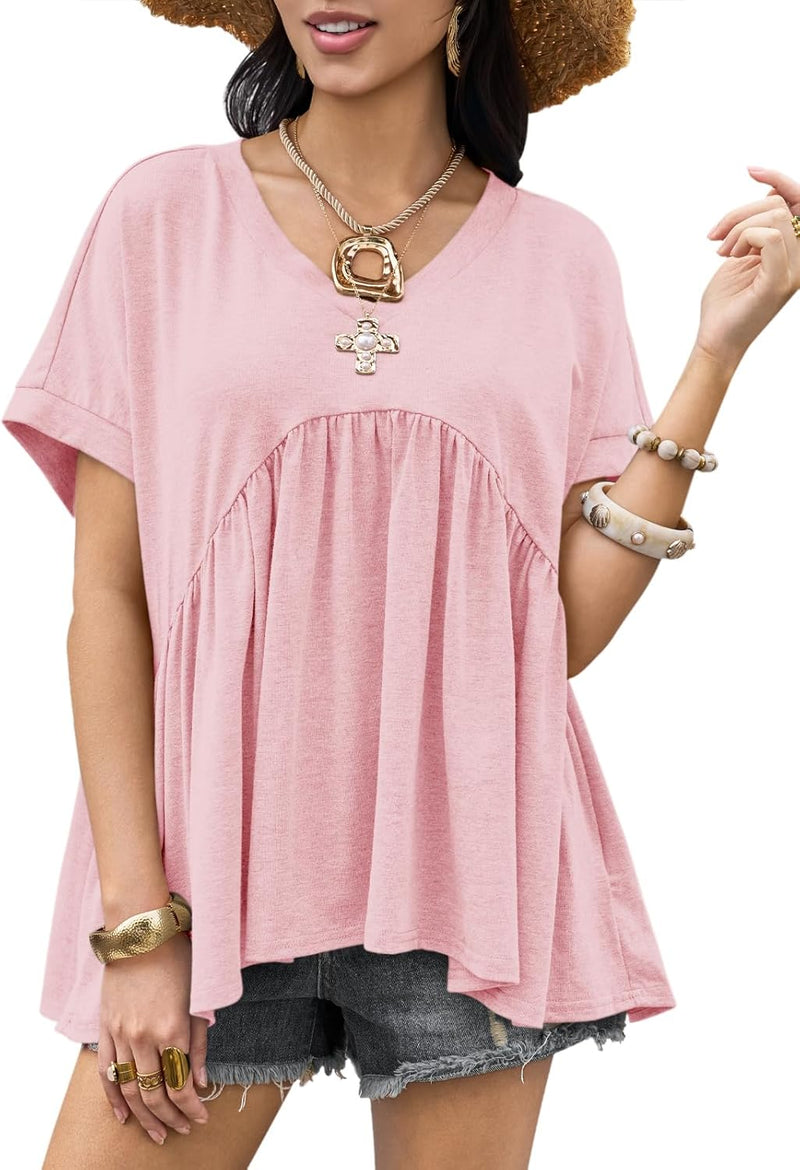 ⏰Hot Sale-Womens Summer Peplum Tops Oversized Babydoll