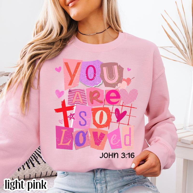 Christian Valentines Day Sweatshirt John 3:16 Bible Verse Jesus Sweater