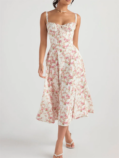 Women's Vintage Print Bustier Sundress