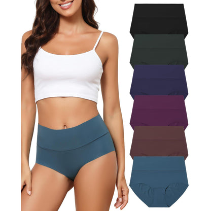 Women's Seamless High Waisted Underwear 6-Pack, Full Coverage No-Show Briefs
