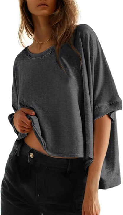 2026 Women's Solid Color Loose Oversized Basic T-Shirt